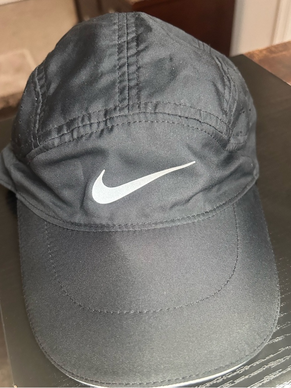 Nike Black Cap with White Swoosh Dri-Fit Great Condition